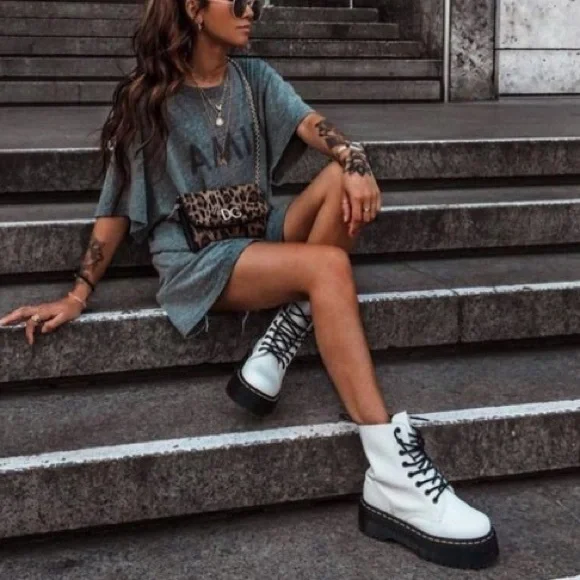 NEW Dr. Martens Jadon White Platform Boots Women